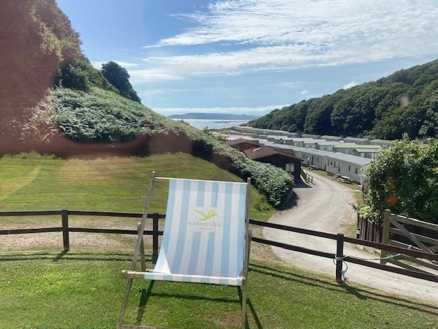 Bovisand lodge hiliday park deck chair view to beach